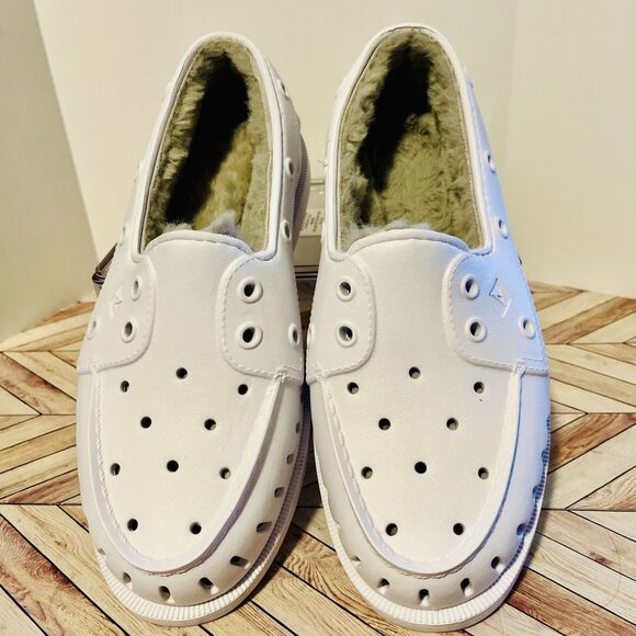 Sperry Top Sider A/O Float Cozy Casual Boat Shoes Women's 7 White Faux Fur Lined - Picture 3 of 8